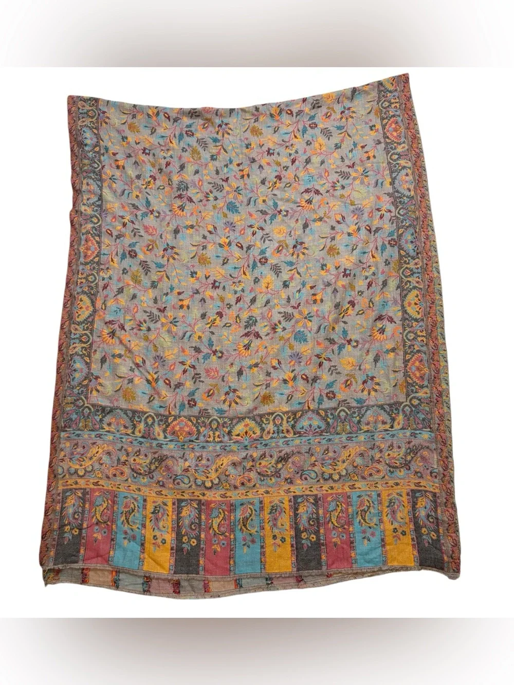 Ladies Large Scarf Paisley Floral In Autumn Colors